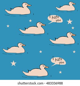 Rude ducks blue pattern