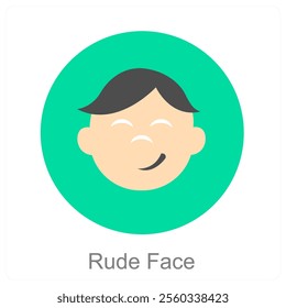 Rude Face and sadness icon concept