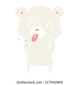 rude flat color style cartoon polar bear sticking out tongue