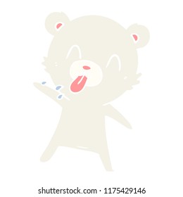 rude flat color style cartoon polar bear sticking out tongue