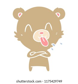 rude flat color style cartoon bear