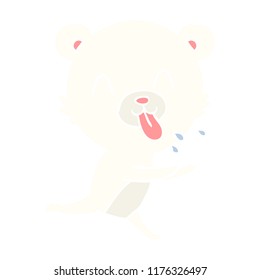 rude flat color style cartoon polar bear sticking out tongue