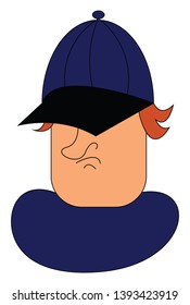 A Rude Guy Wearing Blue Shirt And A Blue Cap Vector Color Drawing Or Illustration