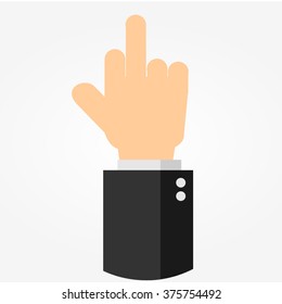 Rude hand sign on flat design.