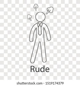Rude icon concept on transparency background. Business man creative idea design. Line vector illustration use for your project.