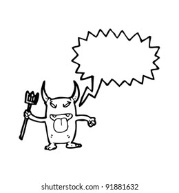 rude little devil with pitch fork cartoon