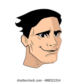 The rude man face vector illustration.