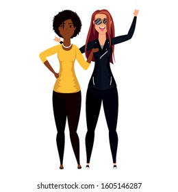 rude motorcyclist woman with afro girl vector illustration design