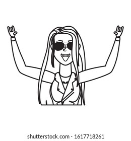 rude motorcyclist woman avatar character vector illustration design