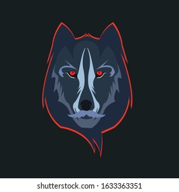 A rude mustache Wolf Mascot/illustration