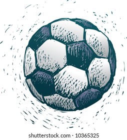 rude soccer ball in engrave style