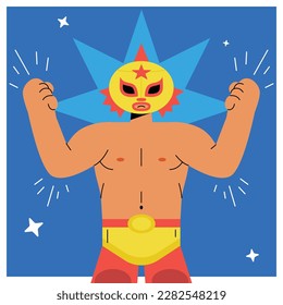 Rude and strong mexican wrestling wrestler