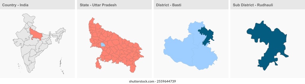 Rudhauli map, Basti District, Uttar Pradesh State, Republic of India, Government of  Uttar Pradesh, Indian territory, Eastern India, politics, village, tourism