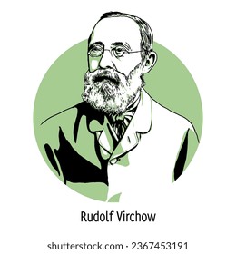 Rudolf Virchow - German scientist and politician, physiologist, founder of cell theory in biology and medicine. Hand drawn vector illustration.