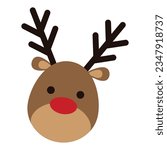 rudolph deer illustration vector cartoon, editable size and color vector eps file