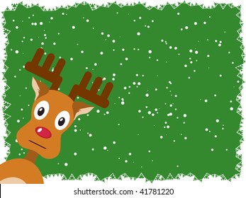 Rudolph and green background  Christmas  illustration 