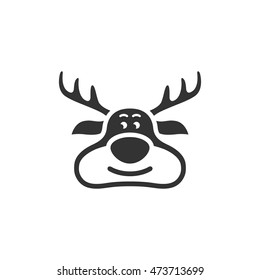 Rudolph the moose icon in single color. Christmas animal Santa ride