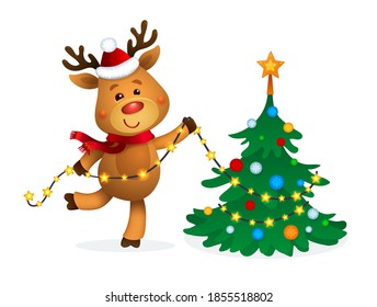 Rudolph Reindeer decorating the Christmas Tree