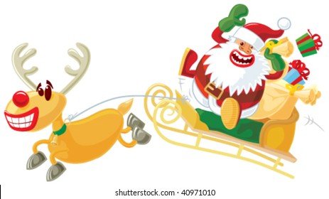 Rudolph   Santa sleigh