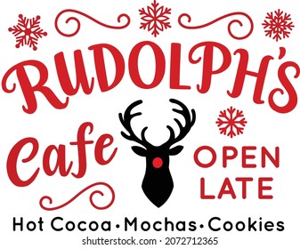 Rudolph's Cafe vector Christmas sign 