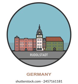 Rudolstadt. Cities and towns in Germany. Flat landmark