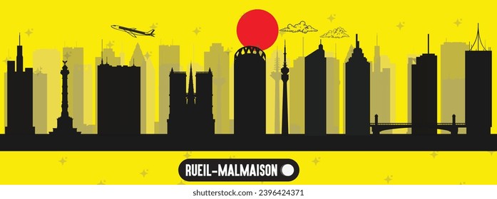  Rueil-Malmaison , France beautiful skyline vector illustration