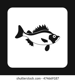 Ruff fish icon in simple style isolated on white background. Inhabitants aquatic environment symbol