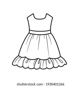 Ruffle Dress Girl Outline Coloring On Stock Vector (Royalty Free ...