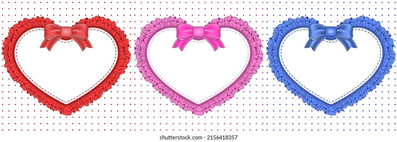 Ruffle Heart shaped Frame red pink and blue