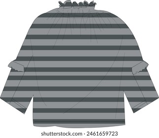 ruffle long sleeve vector template
kids spliced tee vector sketches 
girls wear 
 
