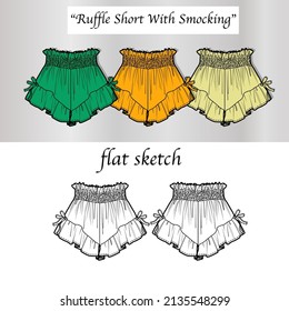 Ruffle short with waist smocking