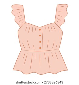 Volantes sin mangas en estilo plano lindo para los temas del traje de las mujeres. Perfecto para Conjuntos de moda y efectos visuales de estilo.