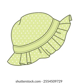 	
Ruffle sun hats for girls flat drawing vector design mockup template.
