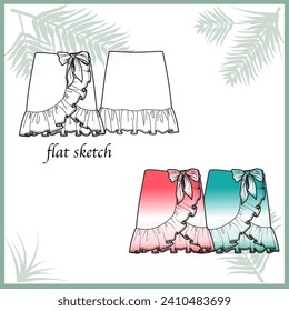 Ruffle Tie dye Sarong Skirt