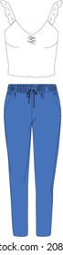 Drallhose und schmale Beinhose 