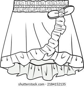 Ruffle Wrap Skirt Technical Drawing Flat Sketch