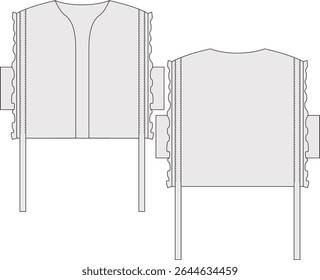 Ruffled Crop Vest Technical Drawing