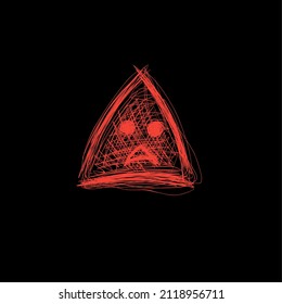 ruffled lines and formed like a triangular face