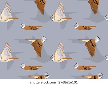 Rufous-Collared Sparrow Flying Seamless Background Wallpaper Pattern