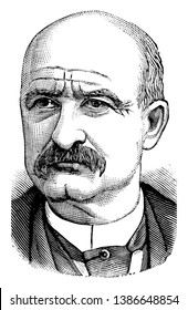 Rufus Blodgett, 1834-1910, he was a United States senator from New Jersey and superintendent of the New York & long branch railroad for 25 years, vintage line drawing or engraving illustration