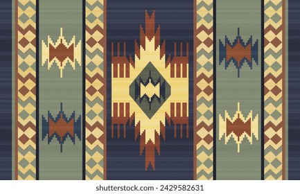 Alfombra de fondo Ikat oriental étnico geométrico patrón sin fisuras tradicional Diseño para el fondo, alfombra, papel pintado, ropa, envoltura, Batik, tela, ilustración vectorial estilo de bordado