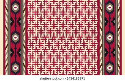 Alfombra alfombra de fondo Geométrico étnico oriental ikat patrón tradicional Diseño para el fondo, alfombra, papel pintado, ropa, envoltura, Batik, tela, ilustración vectorial