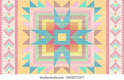 Rug carpet background Geometric ethnic oriental ikat pattern traditional Design for background, carpet, wallpaper, clothing, wrapping, Batik, fabric, Vector illustration