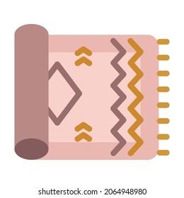 Icono plano de alfombra (alfombra). Ilustración de dibujos animados. Firma vectorial para aplicaciones móviles y sitios web.