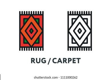 Rug Carpet Floor Mat Pattern. Interior Furniture Concept. Minimal Color Flat Line Outline Stroke Icon.