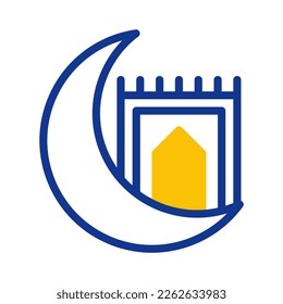 rug icon duotone blue yellow style ramadan illustration vector element and symbol perfect. Icon sign from modern collection for web.