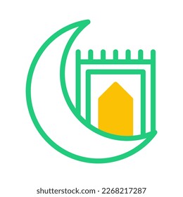 rug icon duotone green yellow style ramadan illustration vector element and symbol perfect. Icon sign from modern collection for web.