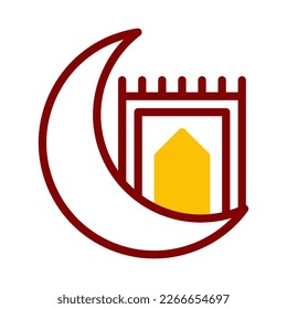 rug icon duotone red yellow style ramadan illustration vector element and symbol perfect. Icon sign from modern collection for web.