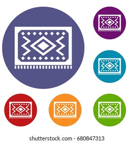 Rug icon set. Flat illustration of rug icon set vector circle red, blue and green color for web