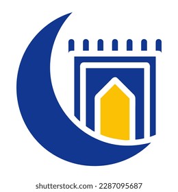 rug icon solid blue yellow colour ramadan illustration vector element and symbol perfect. Icon sign from modern collection for web.